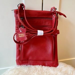 Red Genuine Leather Crossbody bag NWT